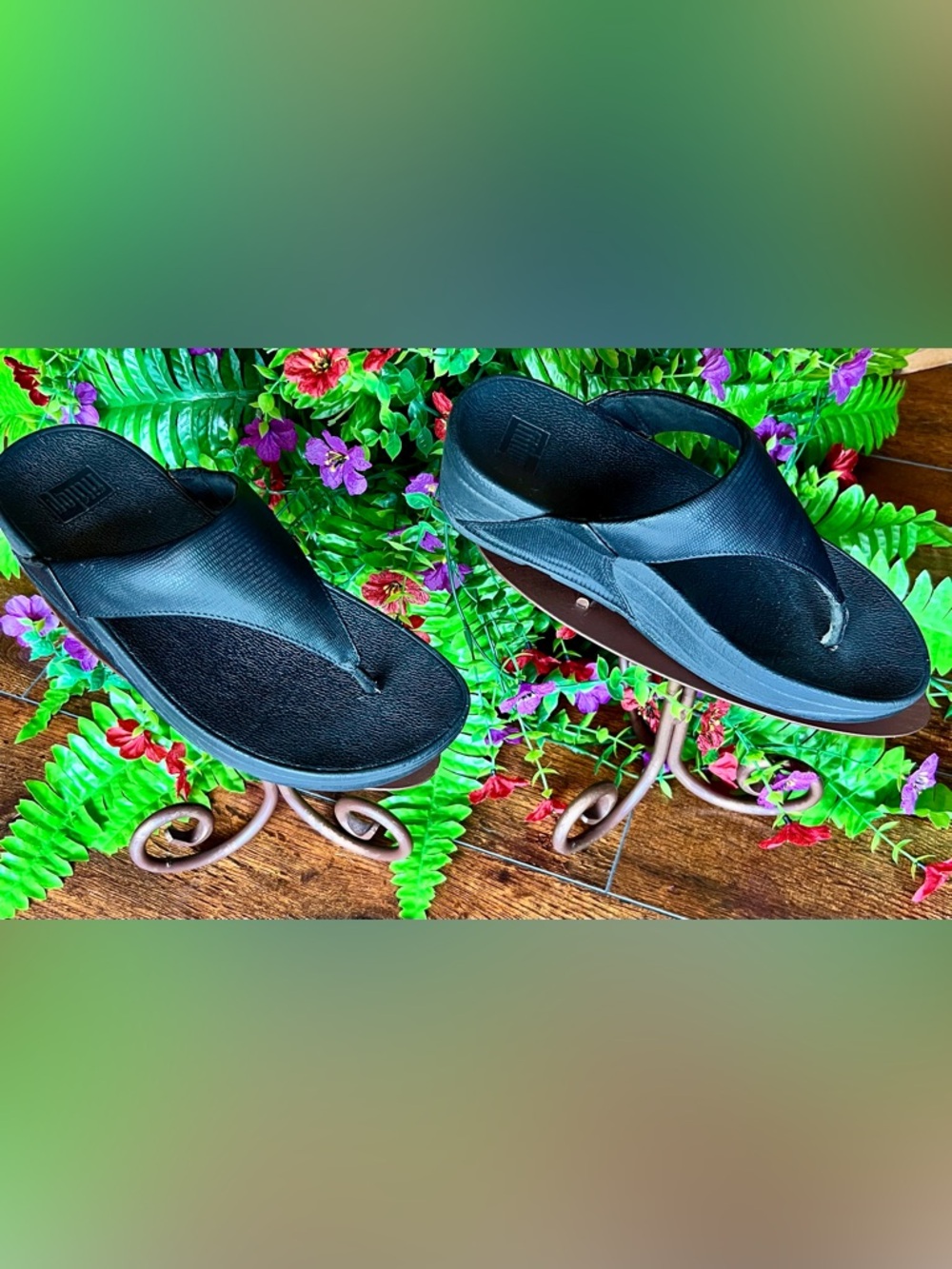 Fitflop Black Leather Sandals-Size 5